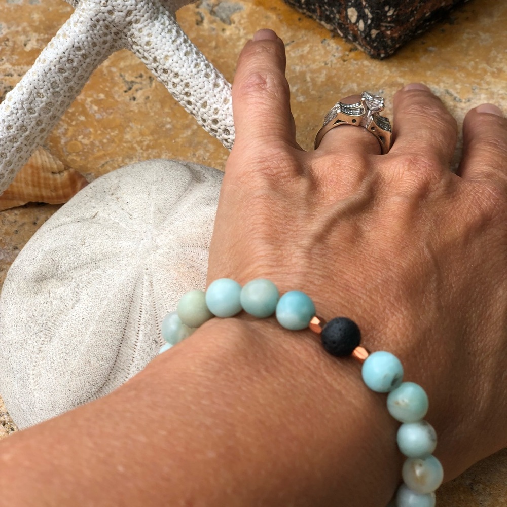 Hand made real lava and gemstone bracelets . - Picture 2 of 2